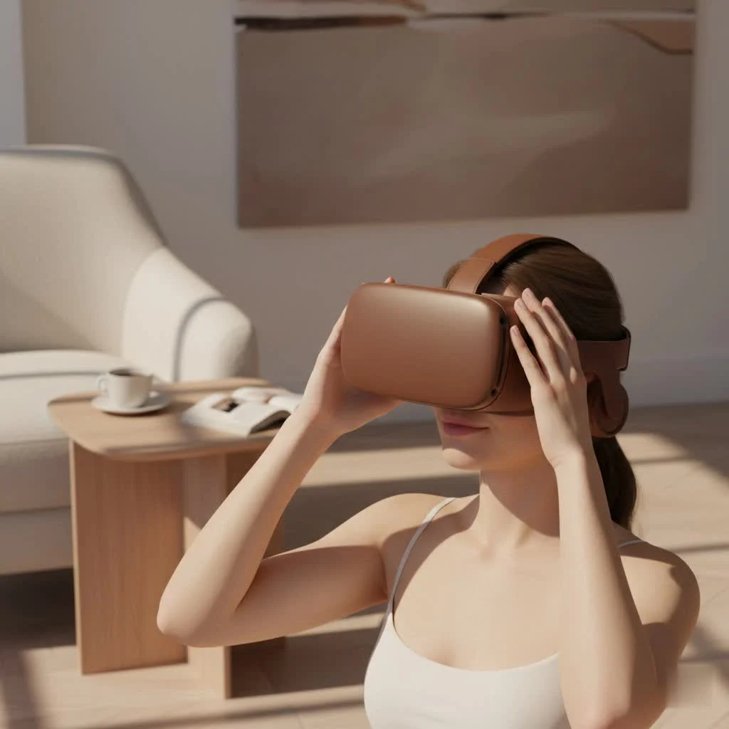 Feebz VR Headset with a smartphone inserted