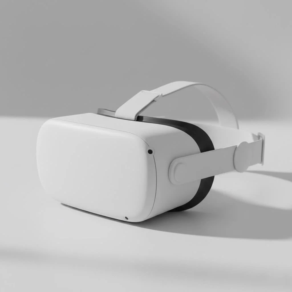 Person wearing a Vive VR headset, immersed in a virtual environment