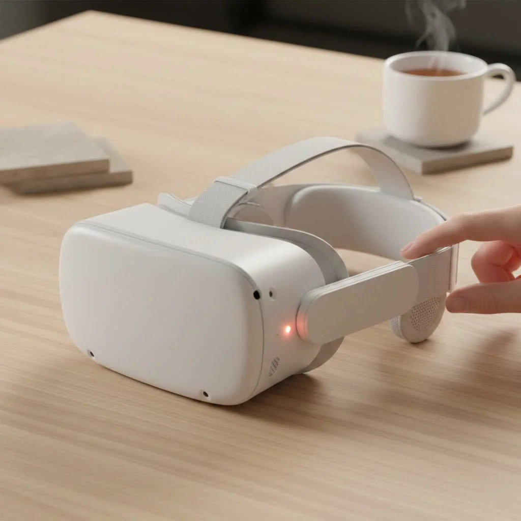 Three Meta Quest VR headsets displayed side-by-side