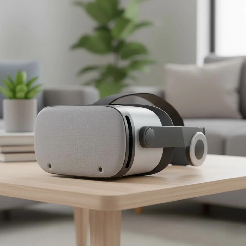 PlayStation VR2 headset and controllers displayed